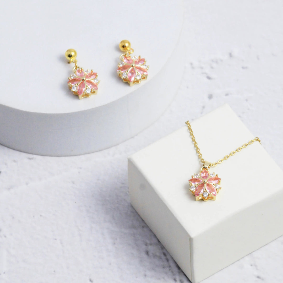 Timeless Pink Earrings and Necklace Set - Salty Accessories