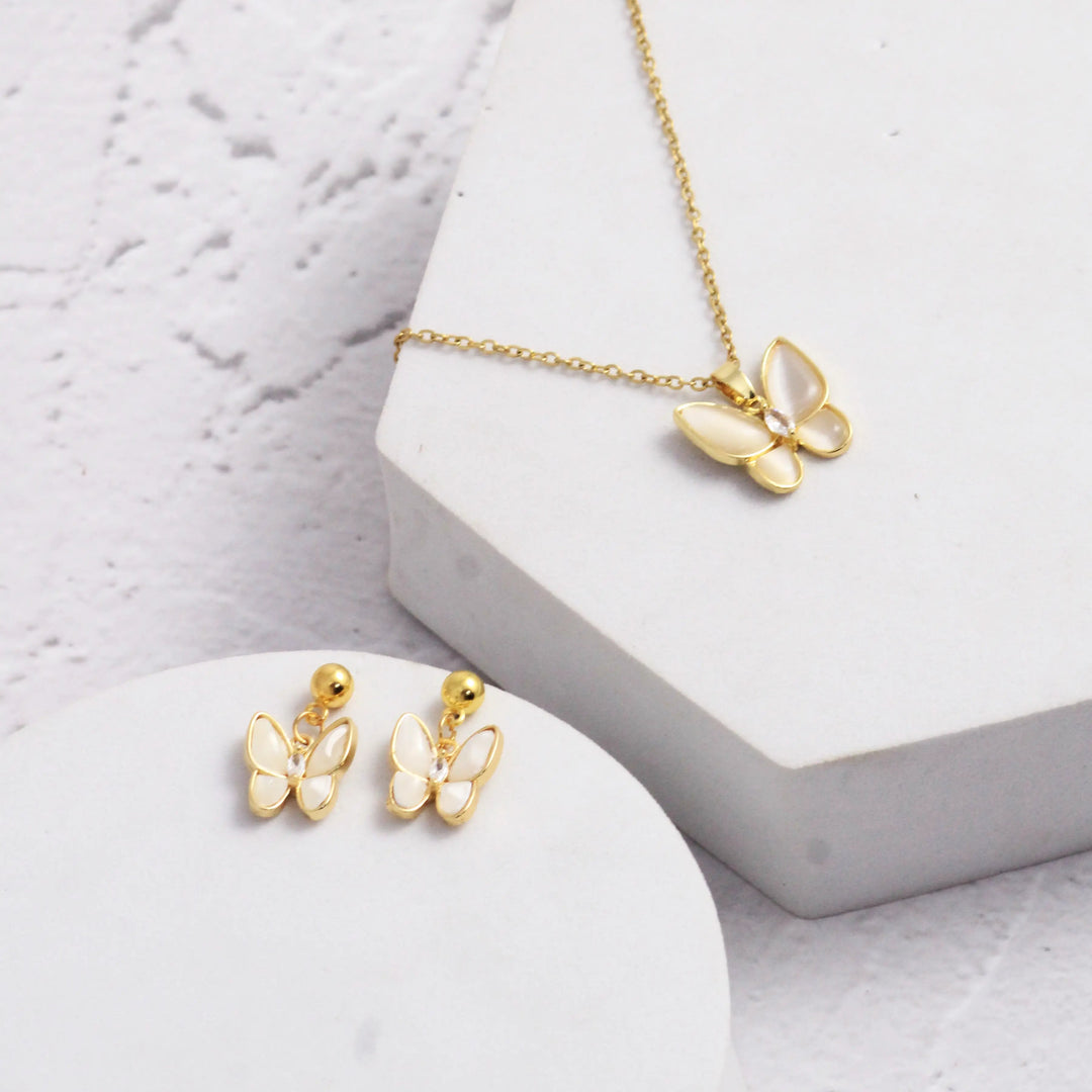 Quirky Butterfly Necklace And Earrings Set - Salty Accessories