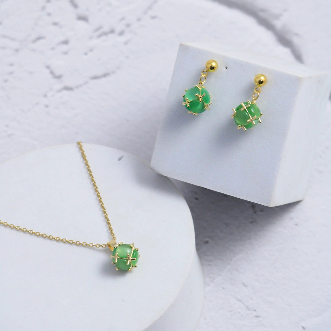 Flawless Green Earrings and Necklace Set - Salty Accessories