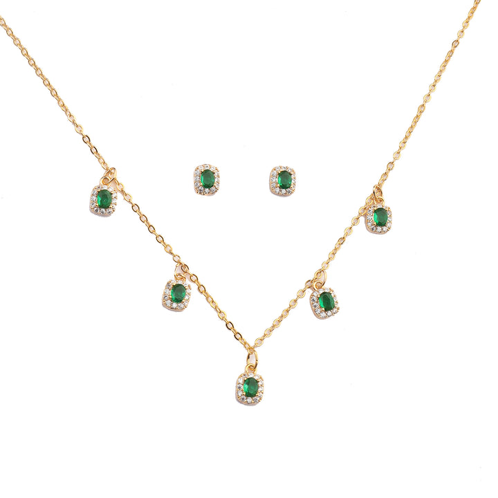 Emerald Tassel Necklace and Earrings Set - Salty Accessories