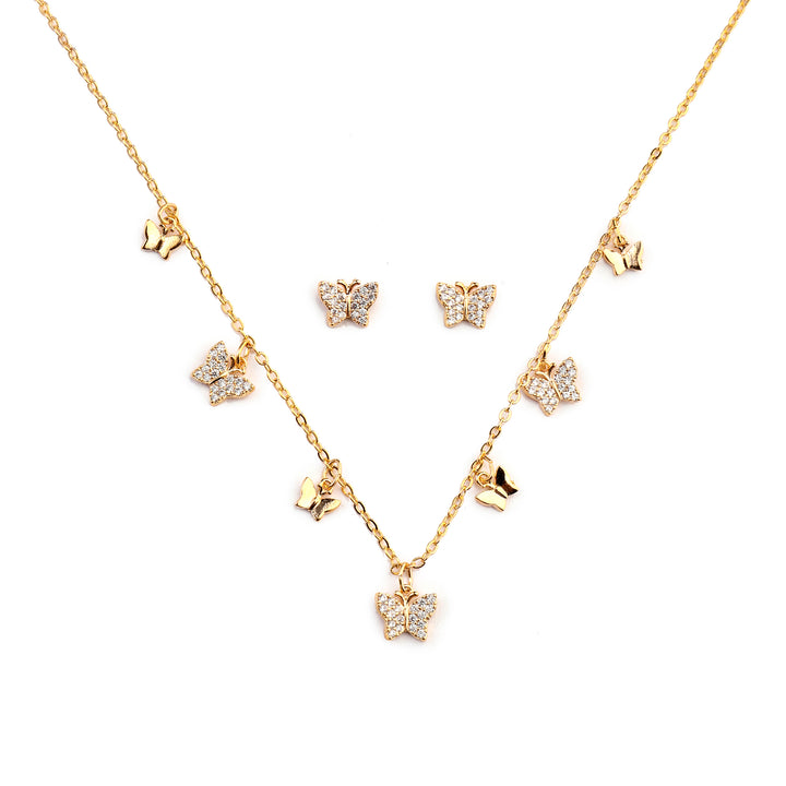 Aerial Golden Necklace and Earrings Set - Salty Accessories