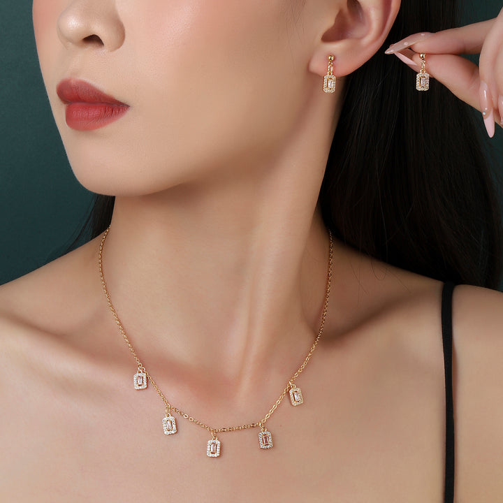 Diamond Harmony Necklace and Earrings Set - Salty Accessories