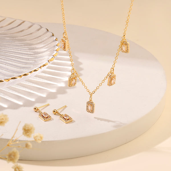 Diamond Harmony Necklace and Earrings Set
