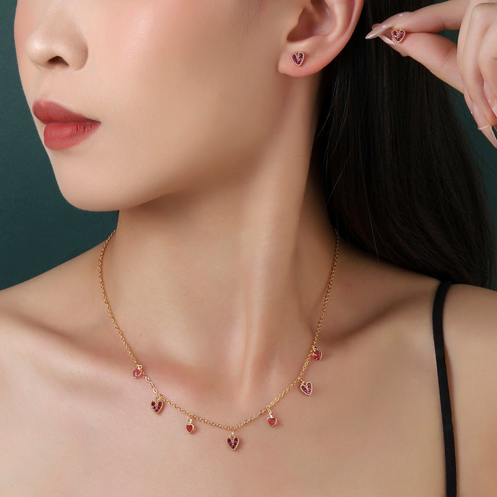 Ruby Kiss Necklace and Earrings Set