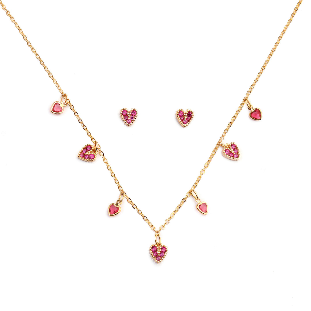 Ruby Kiss Necklace and Earrings Set - Salty Accessories