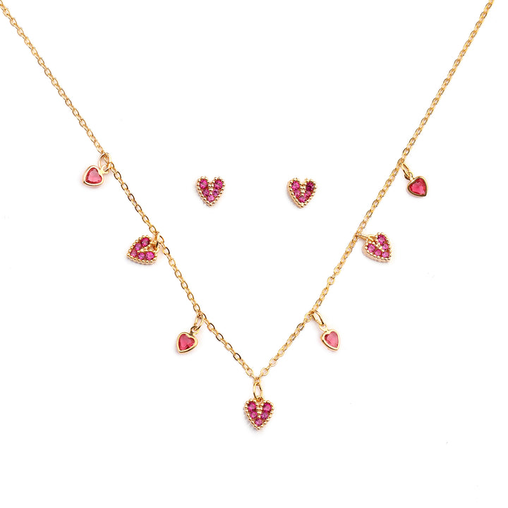 Ruby Kiss Necklace and Earrings Set