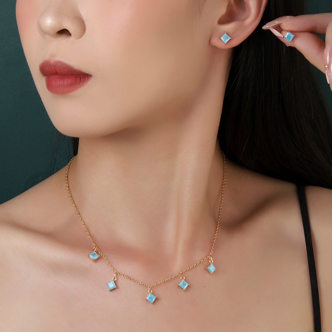 Sapphire Shine Necklace and Earrings Set