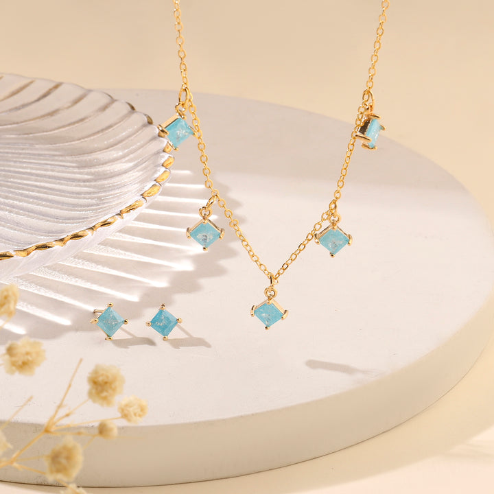 Sapphire Shine Necklace and Earrings Set
