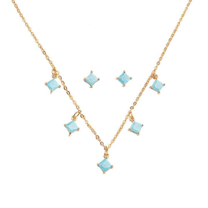 Sapphire Shine Necklace and Earrings Set - Salty Accessories