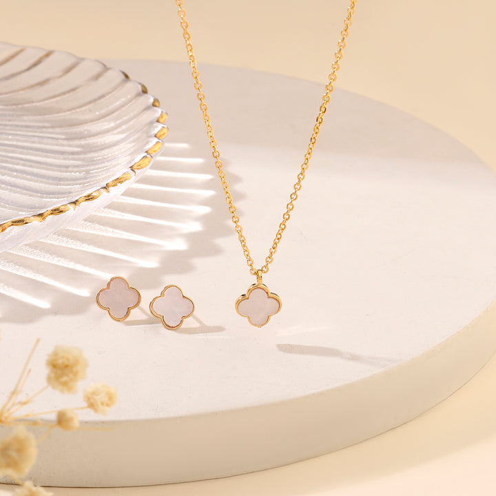 Pure Clover Necklace And Earrings Set