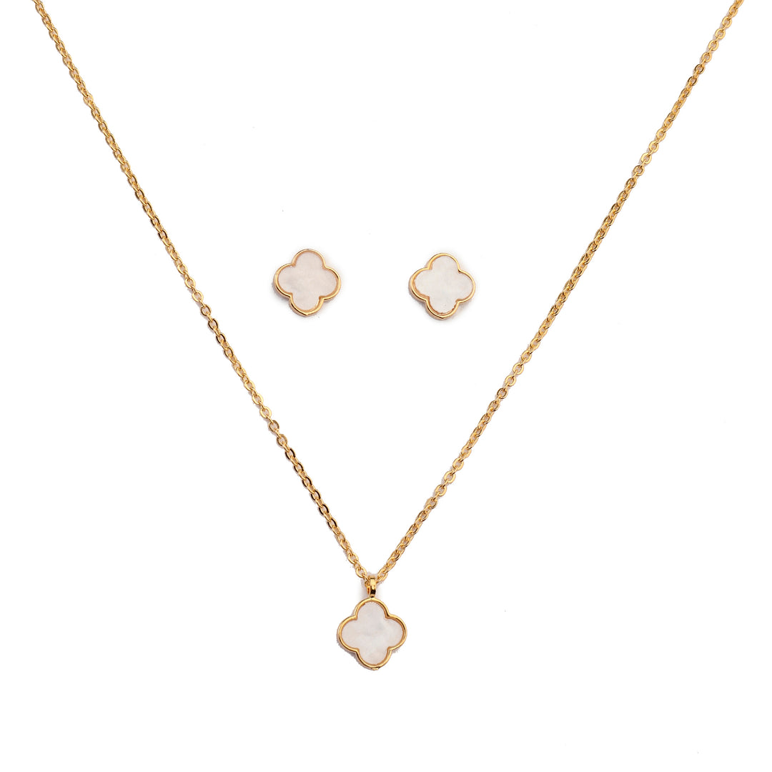 Pure Clover Necklace And Earrings Set