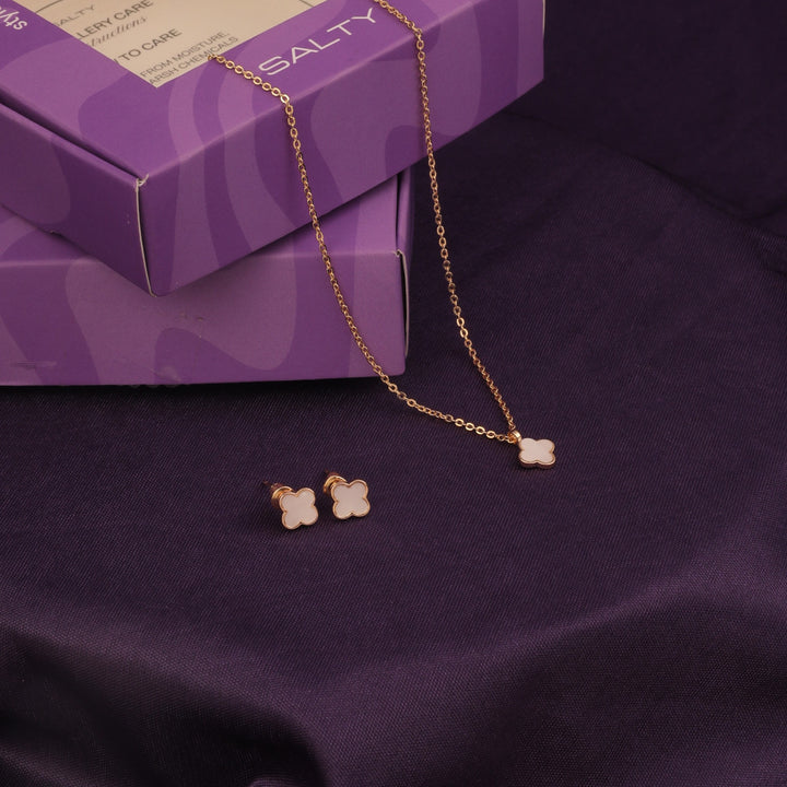 Pure Clover Necklace And Earrings Set - Salty Accessories
