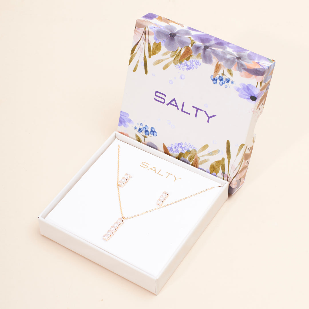 Pure Brilliance Diamond Necklace and Earrings Set - Salty Accessories