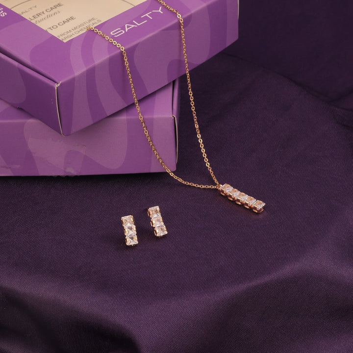 Pure Brilliance Diamond Necklace and Earrings Set - Salty Accessories