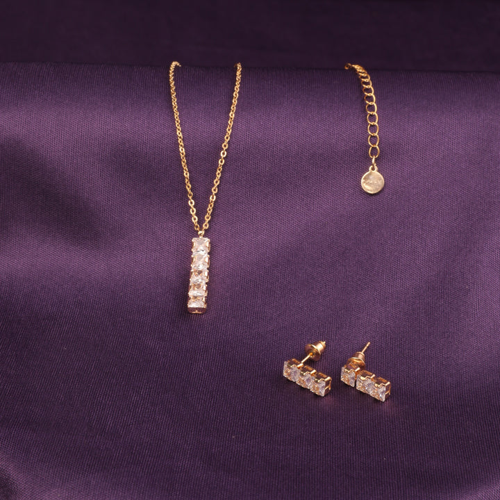 Pure Brilliance Diamond Necklace and Earrings Set - Salty Accessories