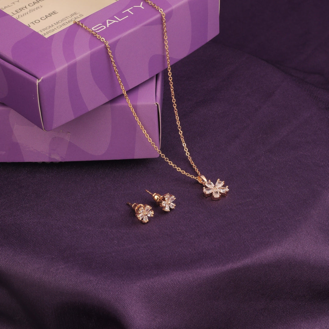 Flower Dream Necklace and Earrings Set - Salty Accessories