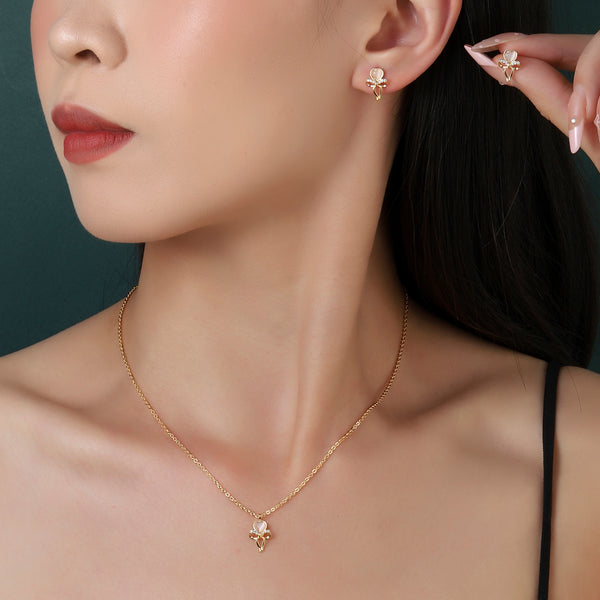 Glistening Bow Necklace and Earrings Set