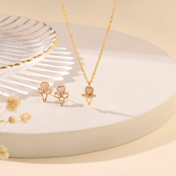 Glistening Bow Necklace and Earrings Set