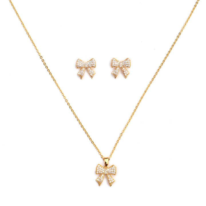 Charming Bow Necklace and Earrings Set