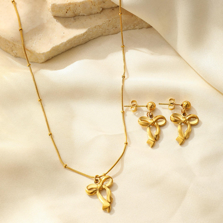 Golden Bow Elegance Jewelry Set - Salty Accessories