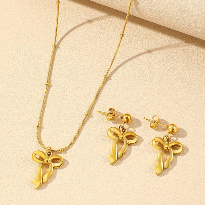 Golden Bow Elegance Jewelry Set - Salty Accessories