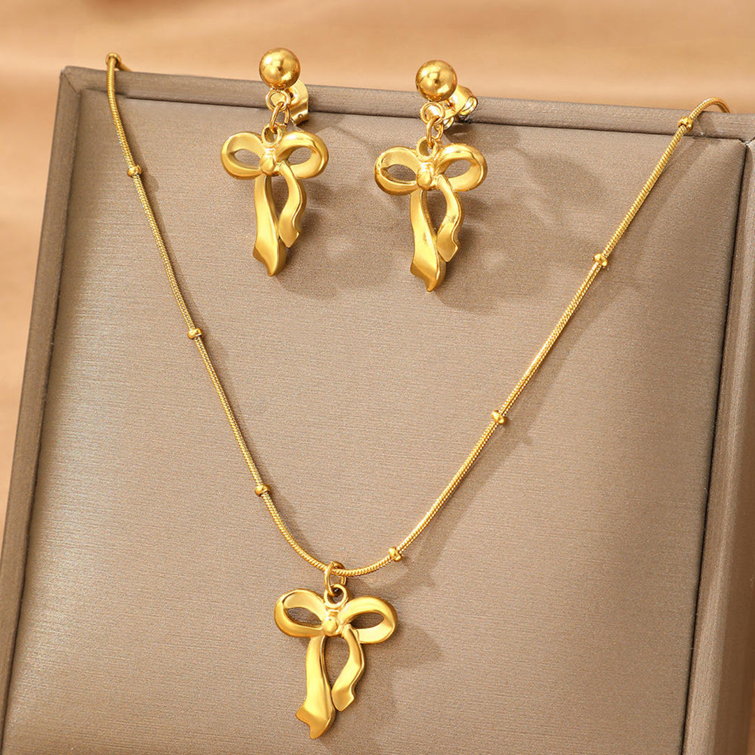 Golden Bow Elegance Jewelry Set - Salty Accessories