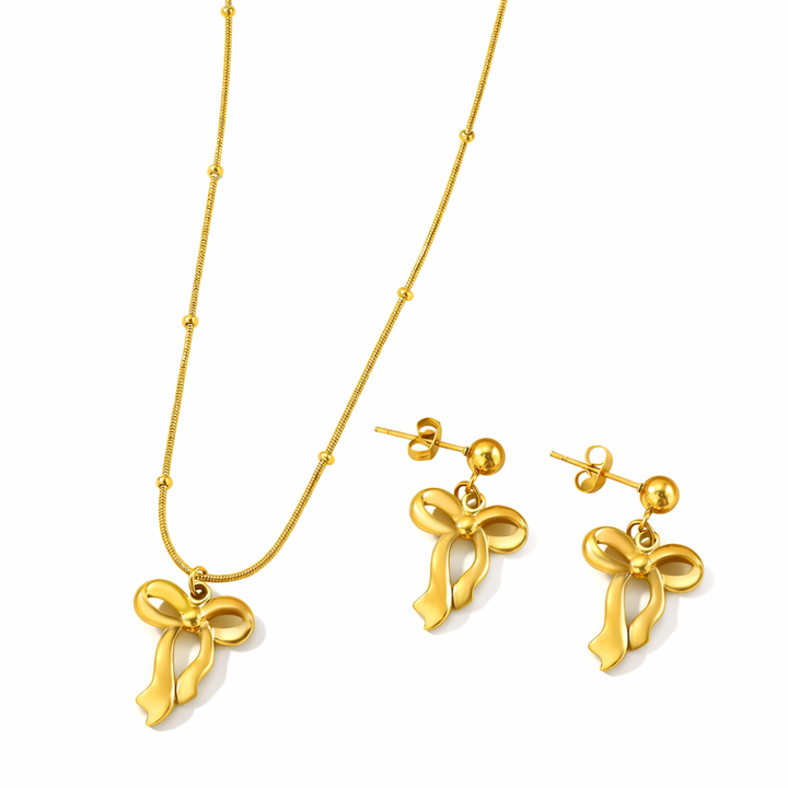 Golden Bow Elegance Jewelry Set - Salty Accessories