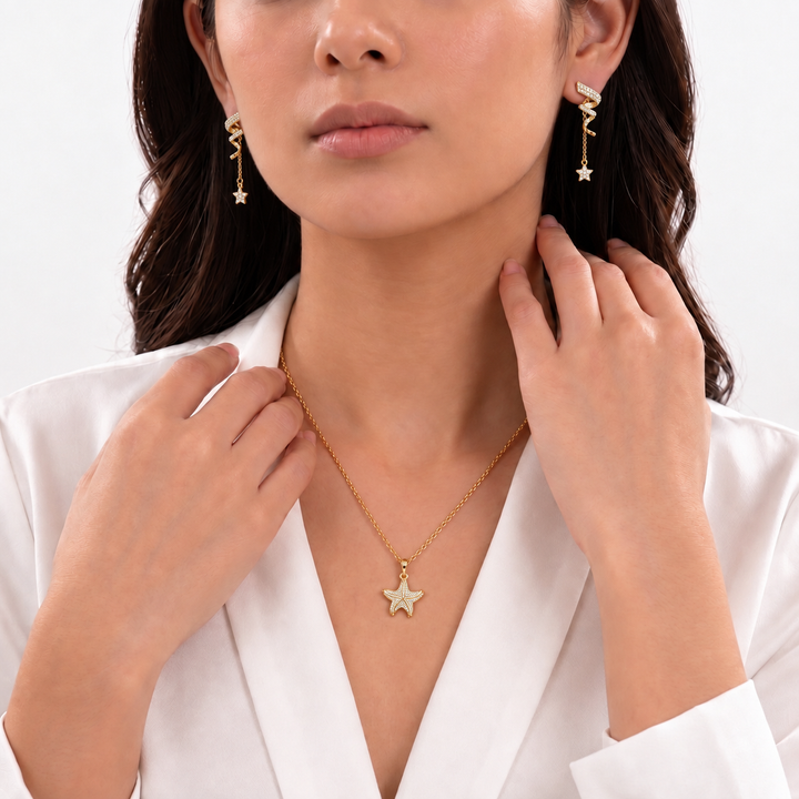 Indie Detail Earrings And Necklace Set