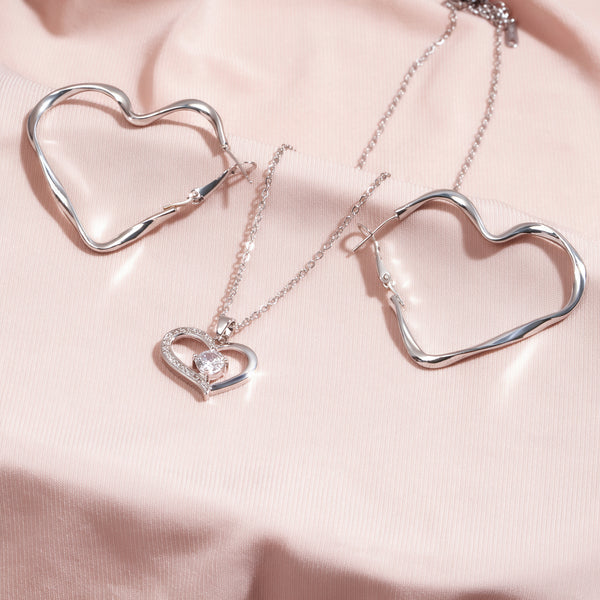 Loop Signal Earrings And Necklace Set