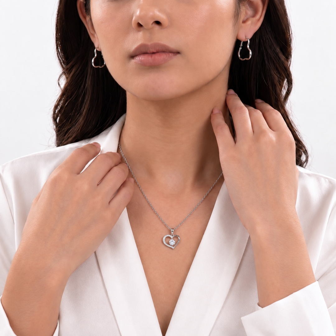 Loop Signal Earrings And Necklace Set