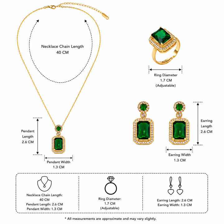 Kiara Advani Green Emerald Necklace and Earrings Set - 18K Gold Plated