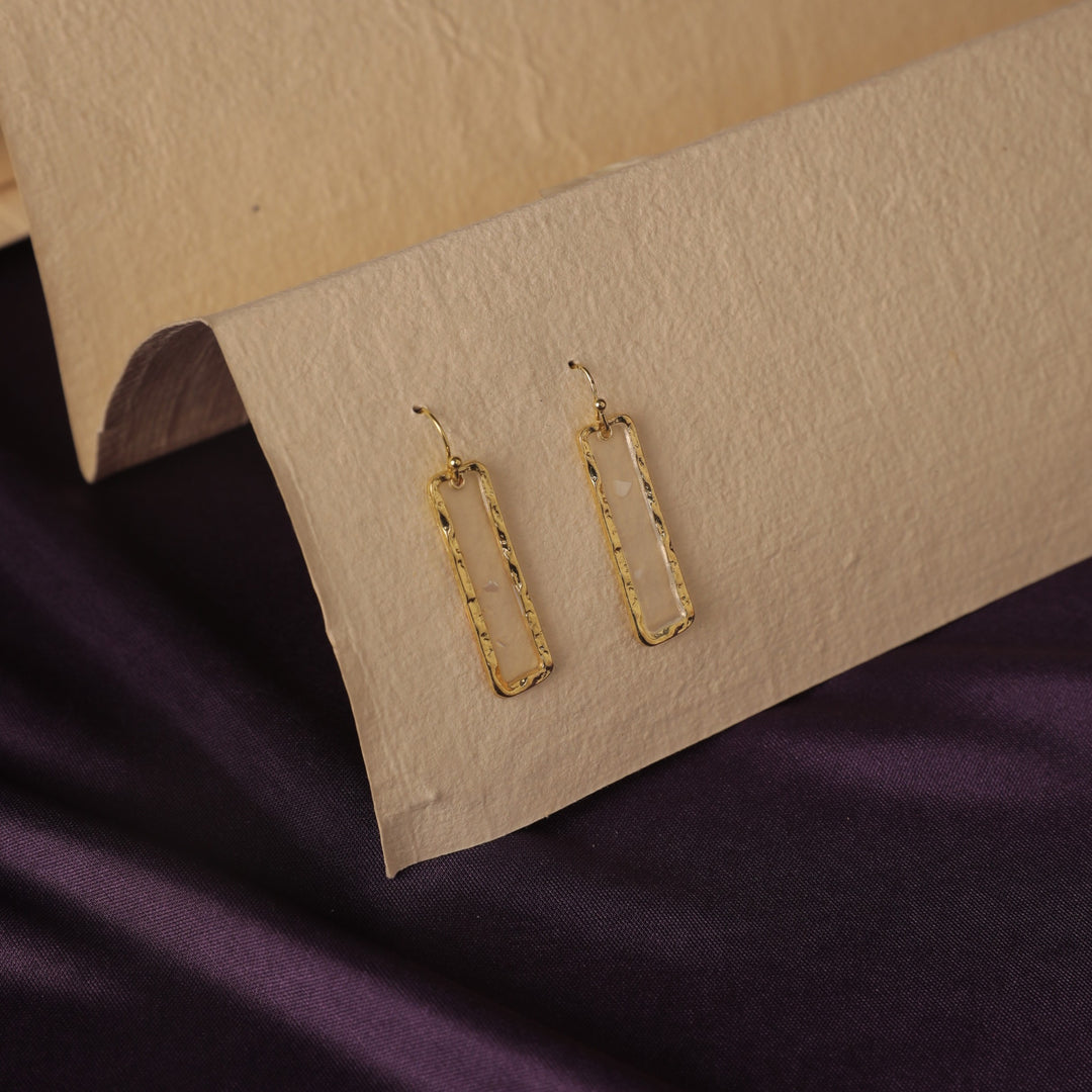 Resin Long Bar Acrylic Dainty Gold Bling Drop Earrings - Salty Accessories