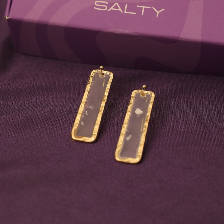 Resin Long Bar Acrylic Dainty Gold Bling Drop Earrings - Salty Accessories