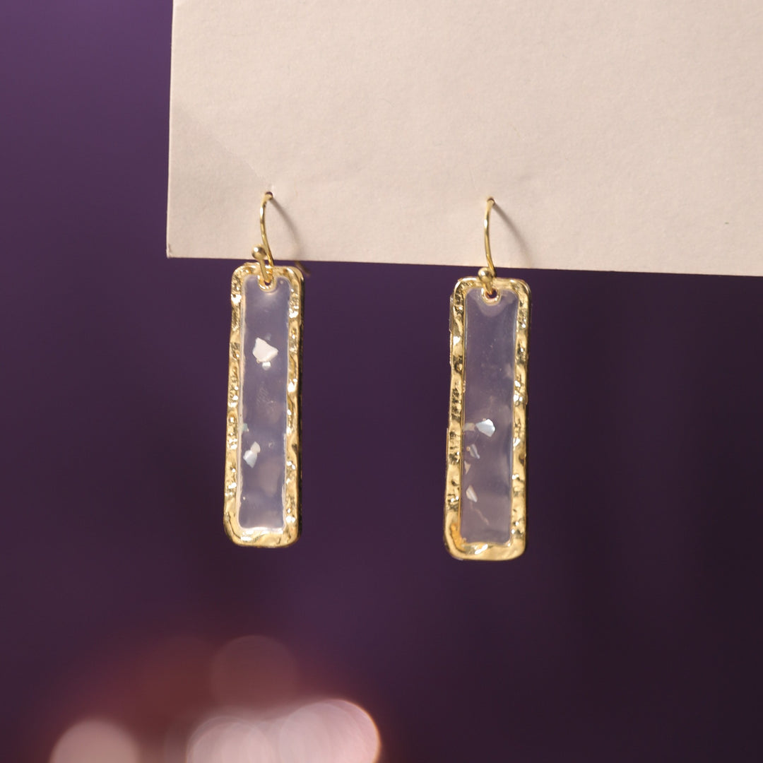 Resin Long Bar Acrylic Dainty Gold Bling Drop Earrings - Salty Accessories