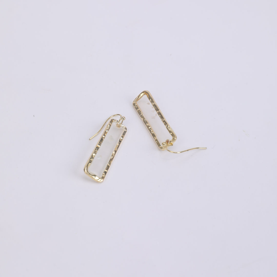Resin Long Bar Acrylic Dainty Gold Bling Drop Earrings - Salty Accessories
