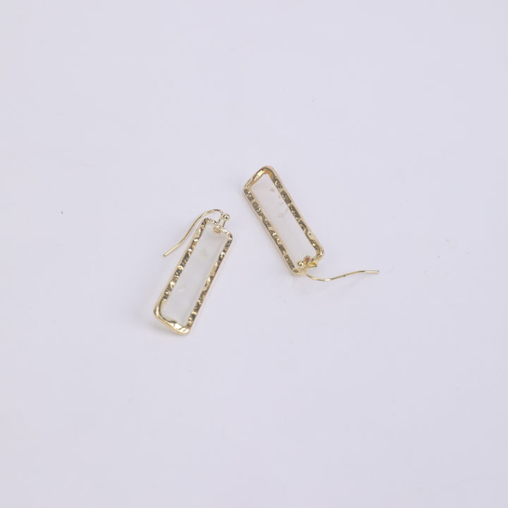 Resin Long Bar Acrylic Dainty Gold Bling Drop Earrings - Salty Accessories