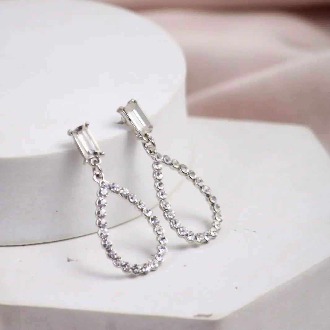 Water-Drop Zirconia Silver Earrings - Salty Accessories