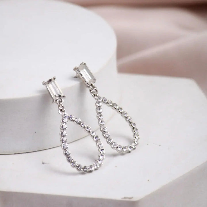 Water-Drop Zirconia Silver Earrings - Salty Accessories