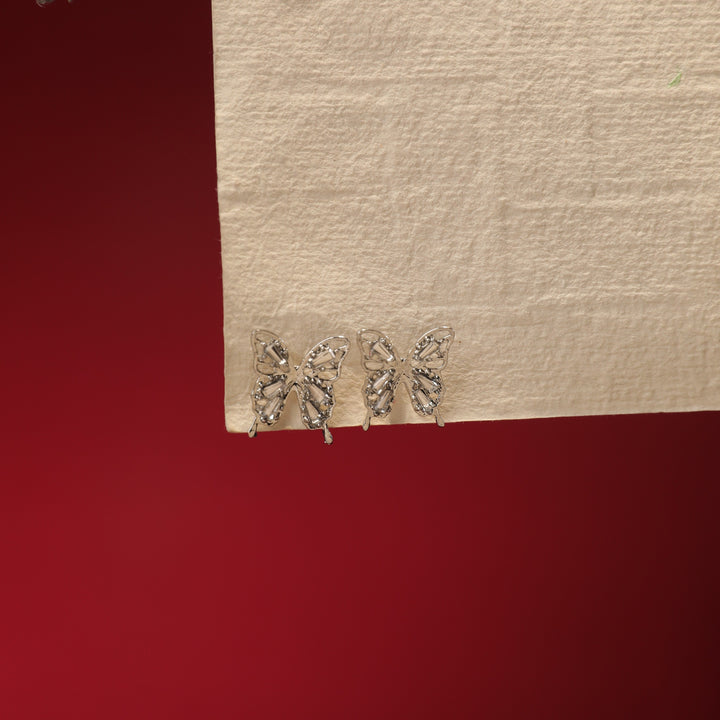 Diamond Butterfly Stud Earrings With Valentine Box