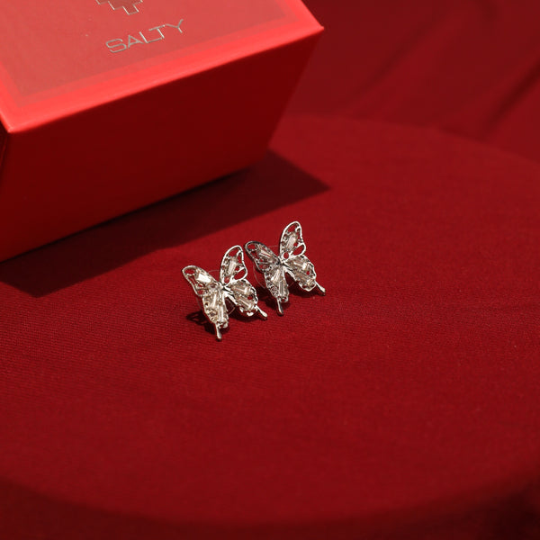 Diamond Butterfly Stud Earrings With Valentine Box