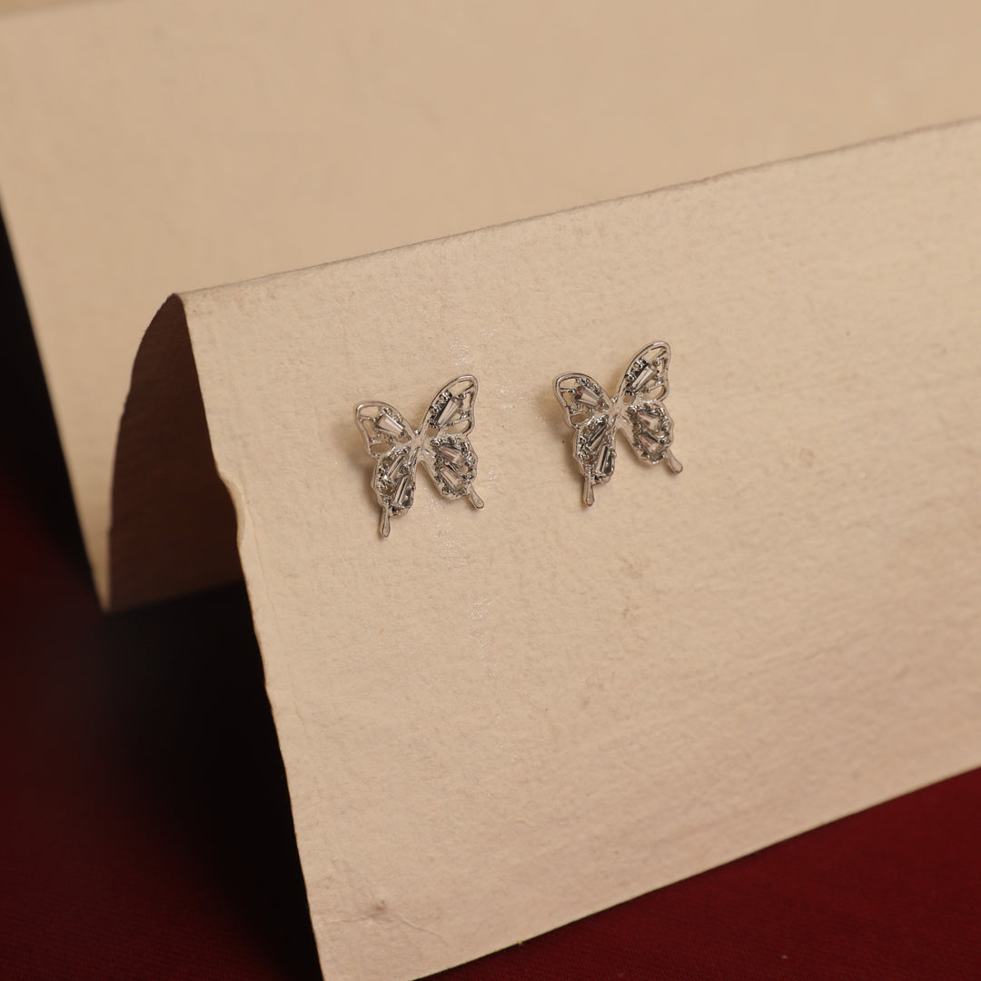 Diamond Butterfly Stud Earrings With Valentine Box