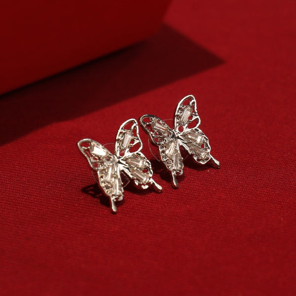 Diamond Butterfly Stud Earrings