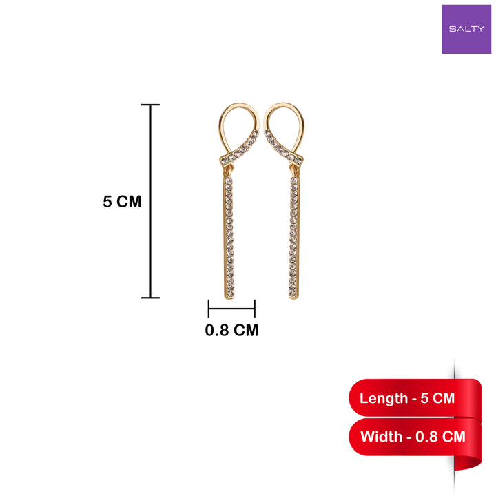 Waterdrop Shape Ribbon Dangle Zircon Earrings