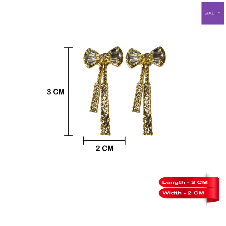 Gold Shine Ribbon Bow Earrings