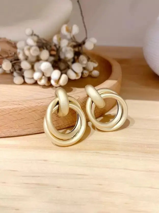 Gold Warped Trendy Earrings - Salty Accessories