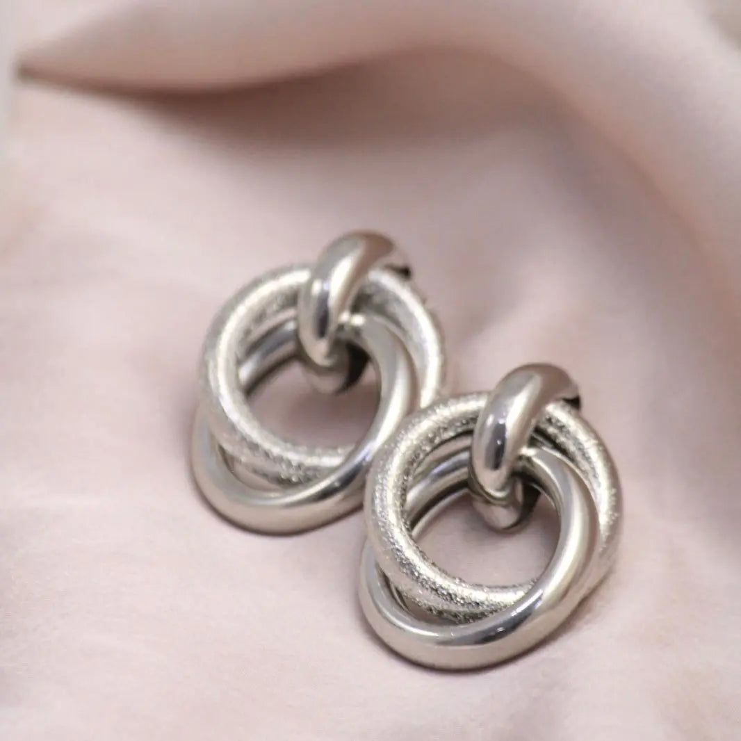Silver Double Twist Shimmer Hoop Earrings - Salty Accessories