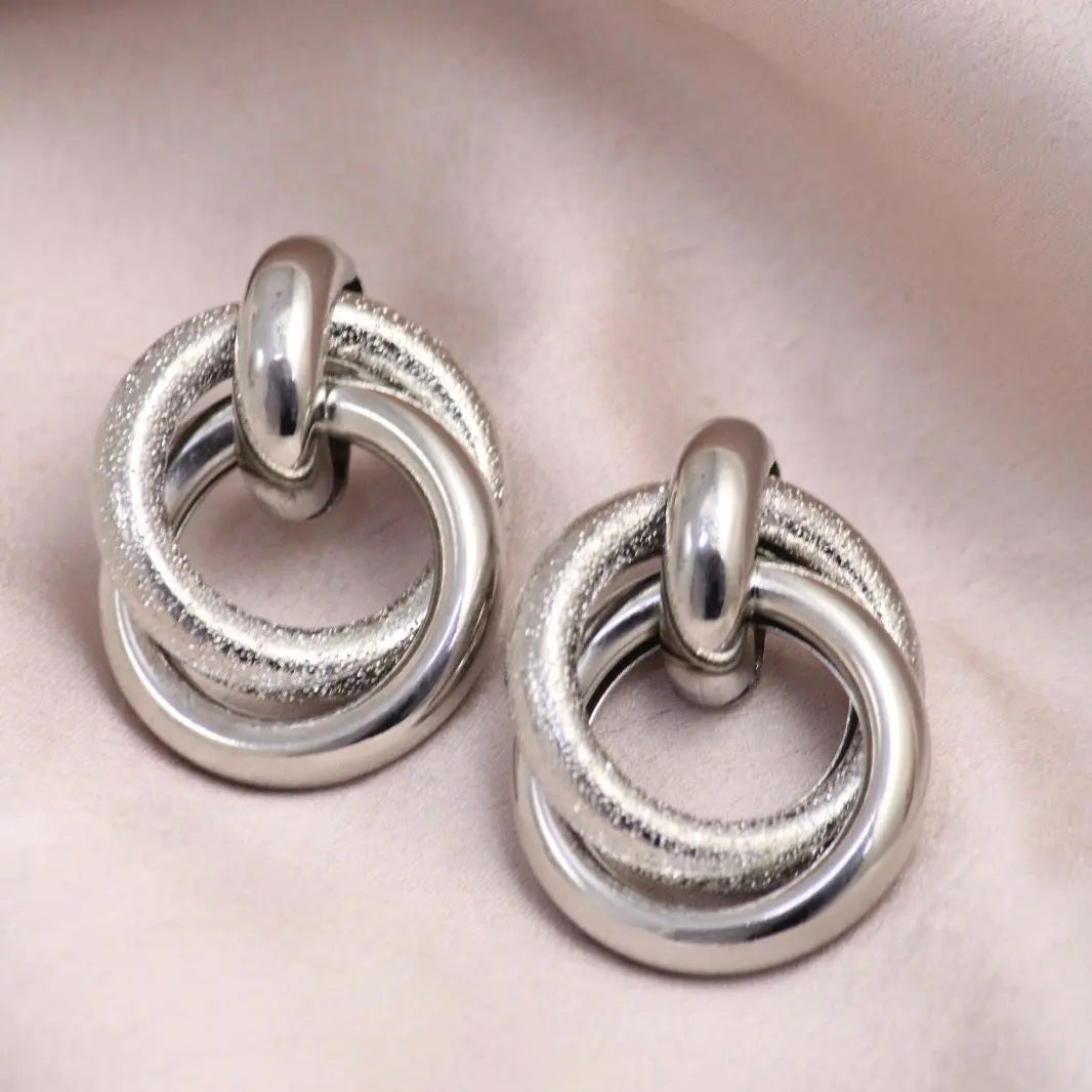 Silver Double Twist Shimmer Hoop Earrings - Salty Accessories