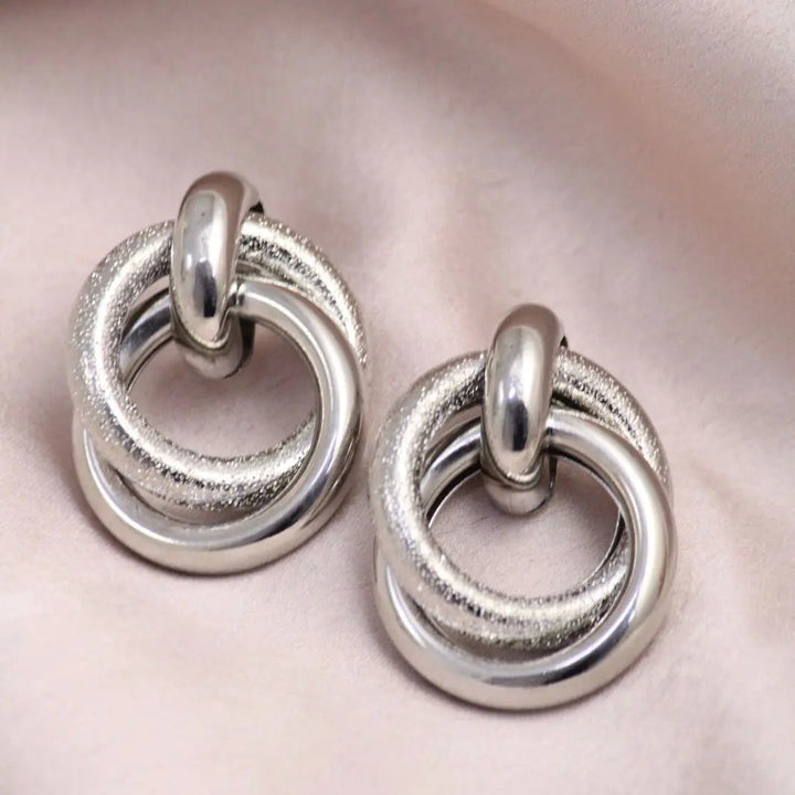 Silver Double Twist Shimmer Hoop Earrings - Salty Accessories