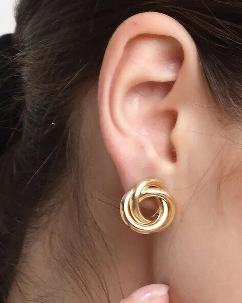 Golden Crooked Minimal Earrings