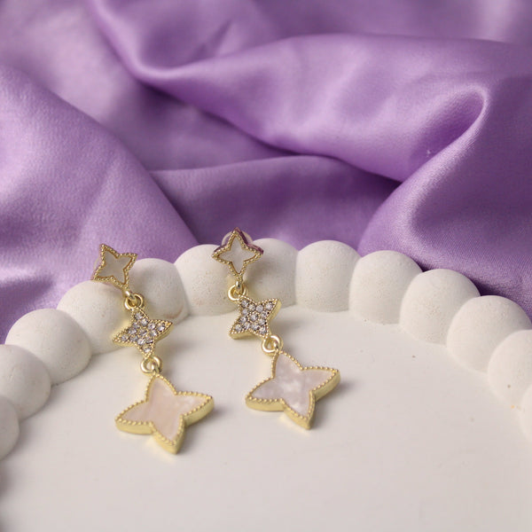 Minimal Starry White Earrings